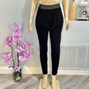 ABS Allen Schwartz Black Velour Pants Loose Relaxed Size S Small Vintage Stretch